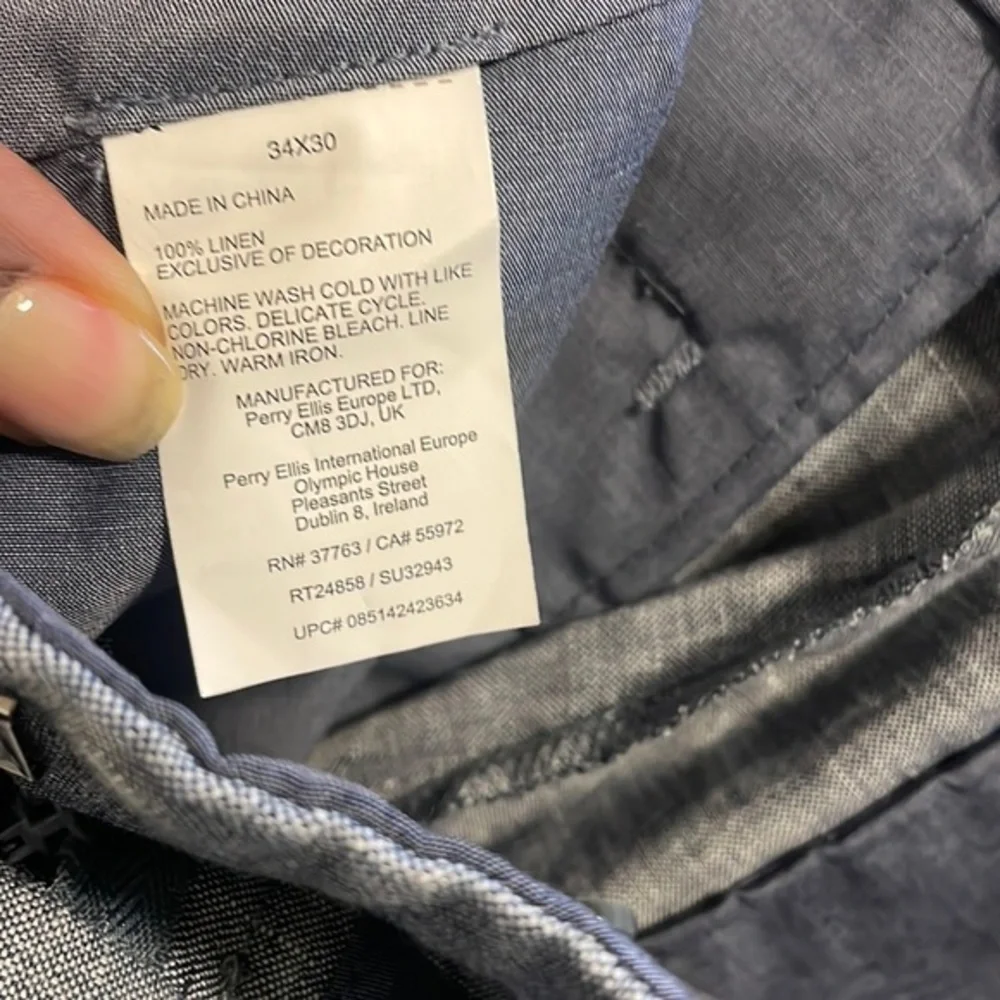 Cubavera pants men’s dark denim linen blue dress nwt Sz W34 L30